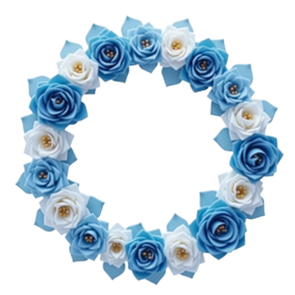 Blue and White Rose Wreath